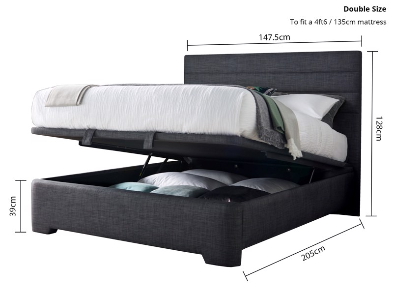 Land Of Beds Harding Slate Fabric Ottoman Bed5