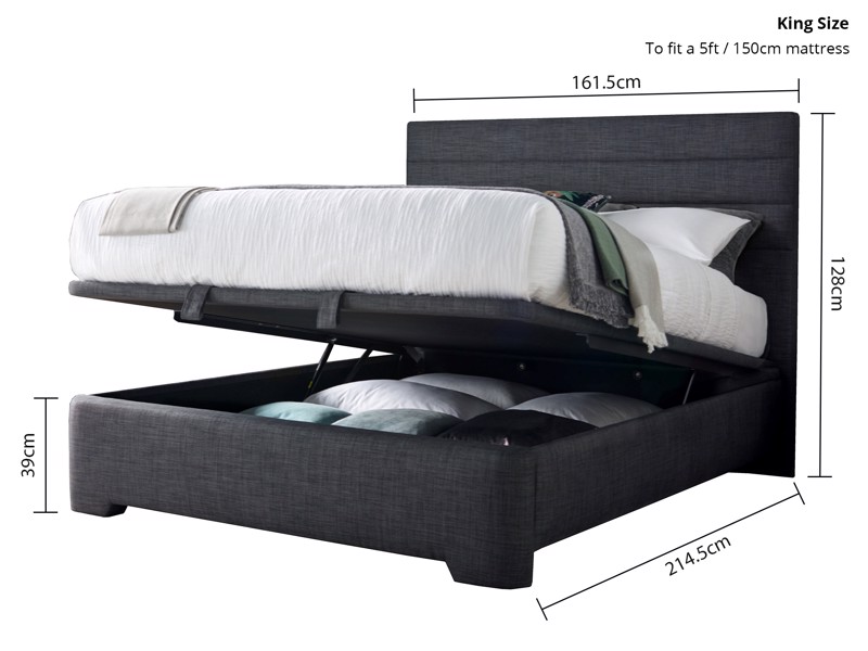 Land Of Beds Harding Slate Fabric Ottoman Bed6