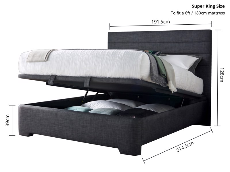 Land Of Beds Harding Slate Fabric Ottoman Bed7