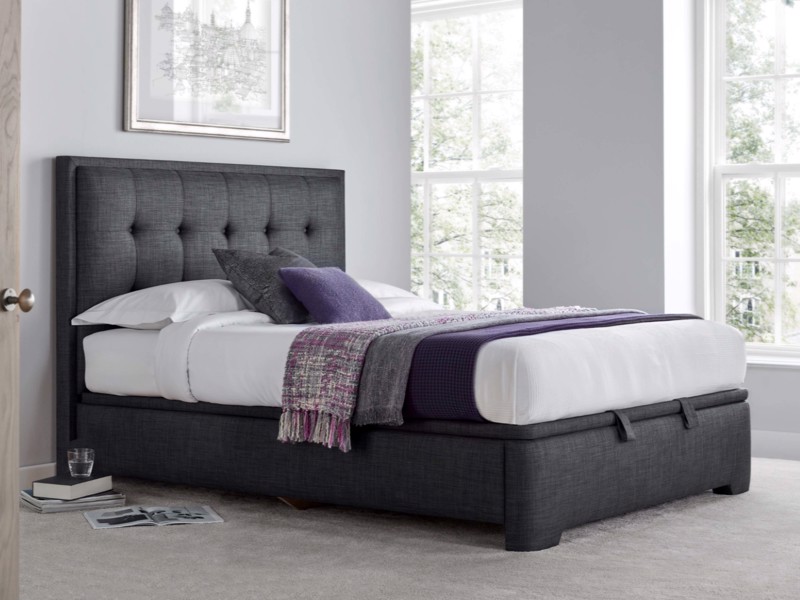 Land Of Beds Cleveland Slate Fabric Ottoman Bed1