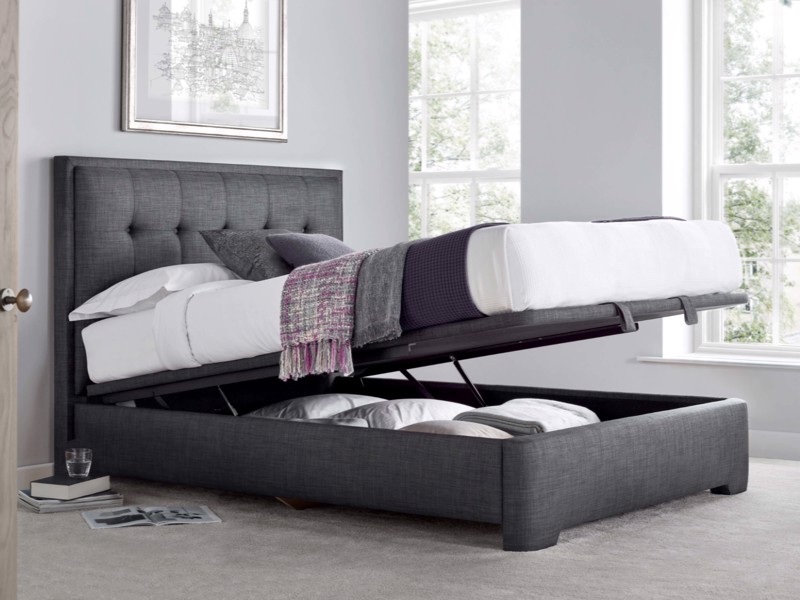 Land Of Beds Cleveland Slate Fabric Ottoman Bed3