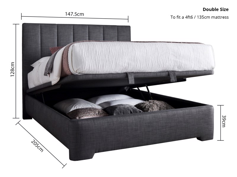 Land Of Beds Carter Slate Fabric Ottoman Bed5