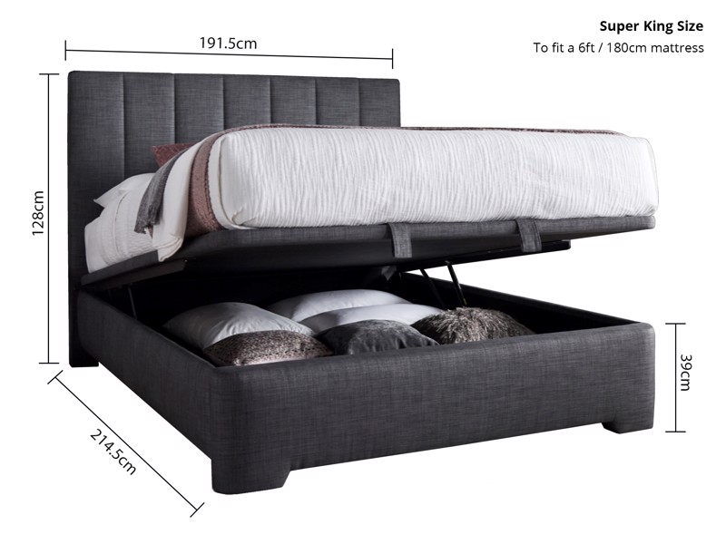 Land Of Beds Carter Slate Fabric Ottoman Bed7