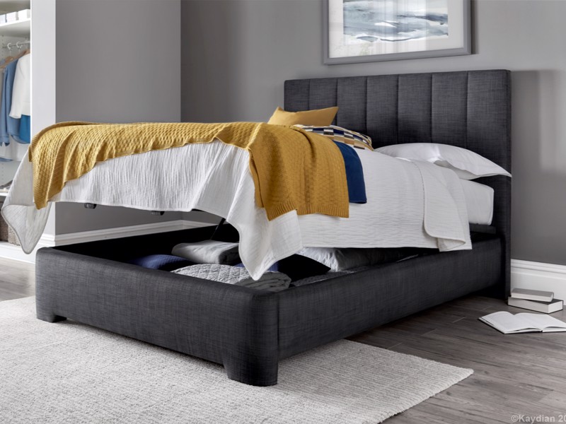 Land Of Beds Carter Slate Fabric Super King Size Ottoman Bed3