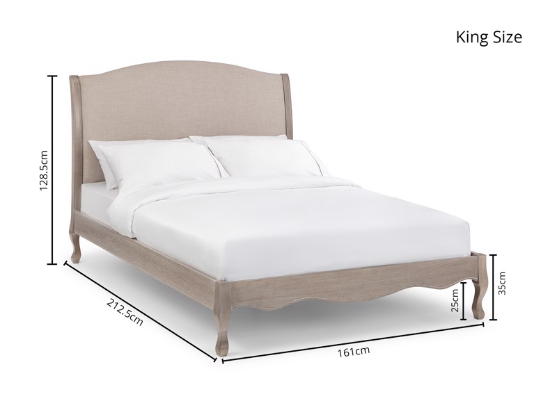 Land Of Beds Camille Beige Wooden King Size Bed Frame6