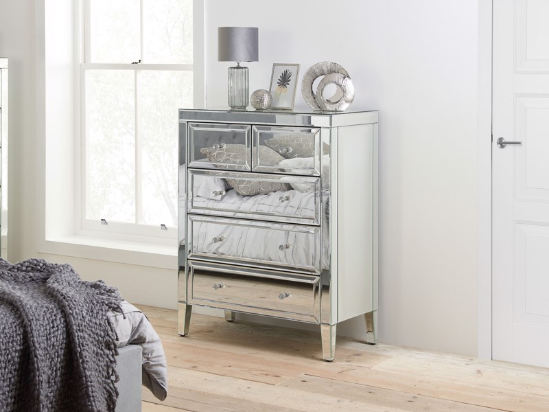 Land Of Beds Vesta Mirrored 3 and 2 Drawer Chest of Drawers2