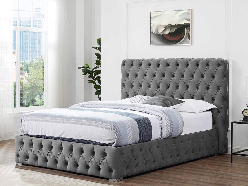 Land Of Beds Mayfair Grey Fabric Ottoman Bed1