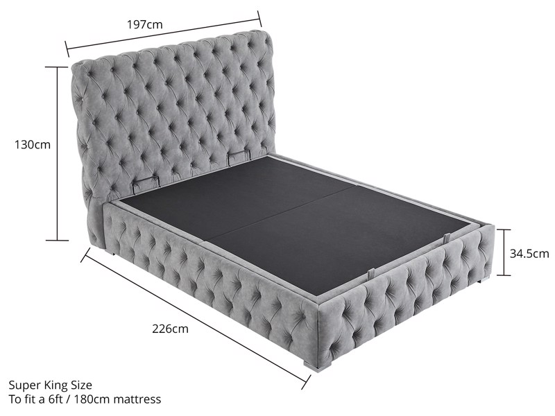 Land Of Beds Mayfair Silver Fabric Ottoman Bed10