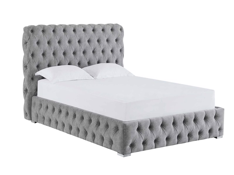 Land Of Beds Mayfair Silver Fabric Double Ottoman Bed3