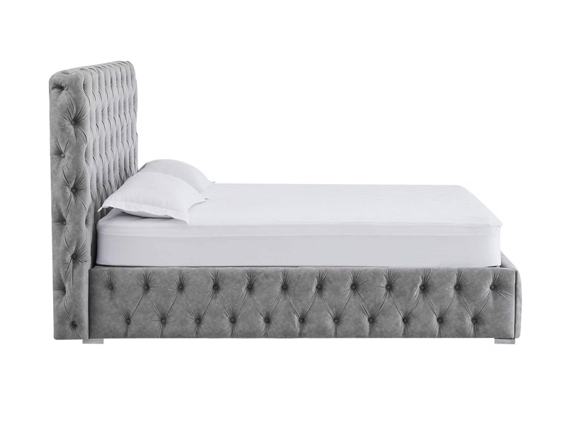 Land Of Beds Mayfair Silver Fabric King Size Ottoman Bed4