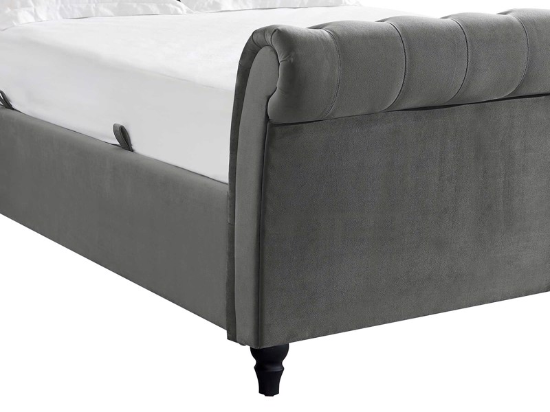 Land Of Beds Oxford Smoke Fabric Super King Size Ottoman Bed5
