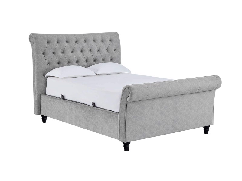 Land Of Beds Oxford Silver Grey Fabric Ottoman Bed3