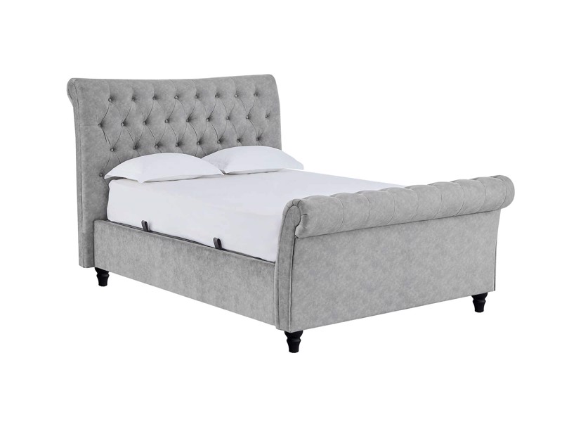 Land Of Beds Oxford Silver Grey Fabric Double Ottoman Bed3