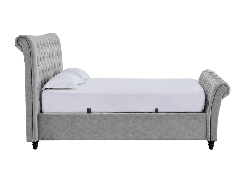 Land Of Beds Oxford Silver Grey Fabric Double Ottoman Bed4