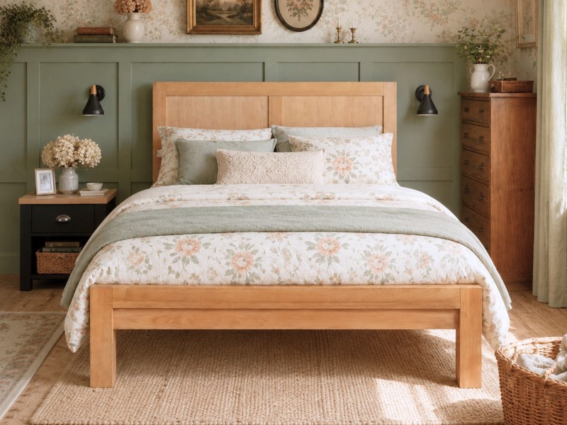 Land Of Beds Saunders Oak Wooden Bed Frame2
