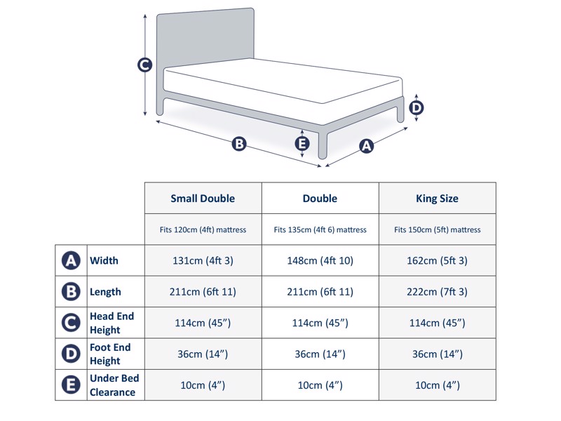 Land Of Beds Kingsgate Blue Fabric Bed Frame7