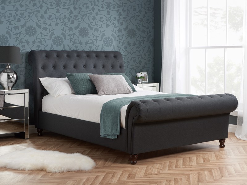 Land Of Beds Alexandra Charcoal Fabric Bed Frame1