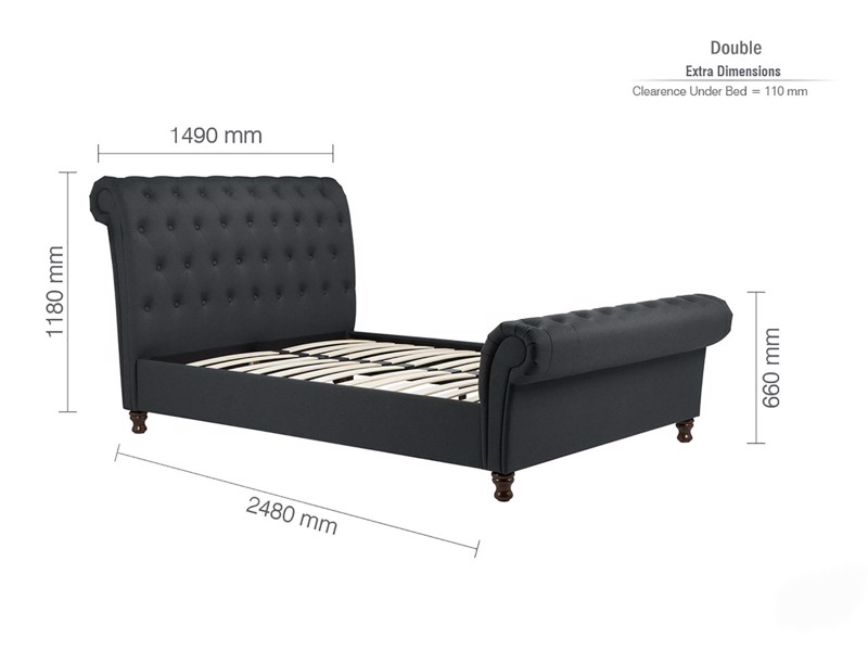 Land Of Beds Alexandra Charcoal Fabric Bed Frame6