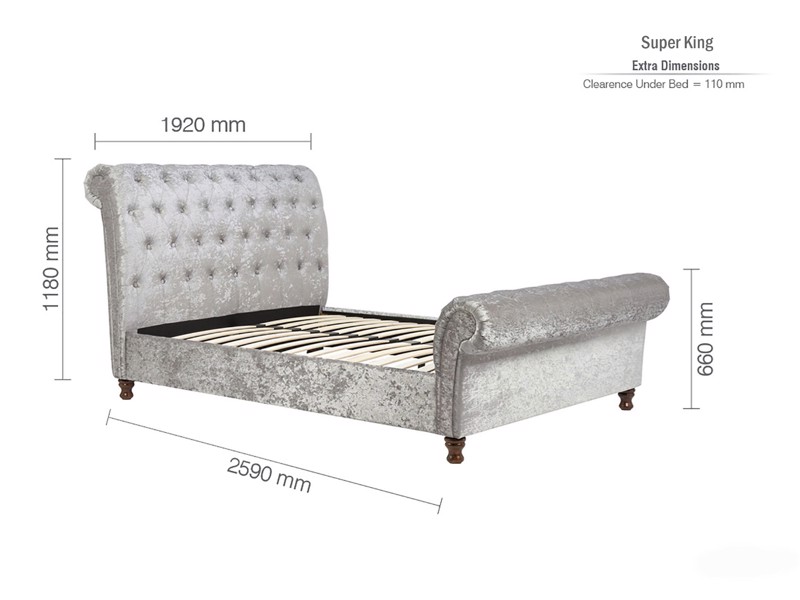 Land Of Beds Alexandra Steel Grey Fabric Bed Frame8
