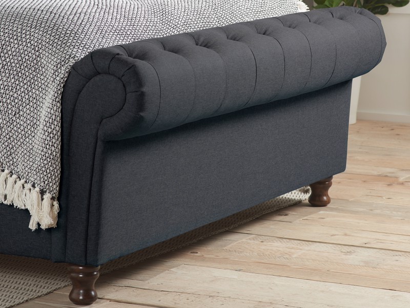 Land Of Beds Alexandra Charcoal Fabric Side Opening Ottoman Bed6