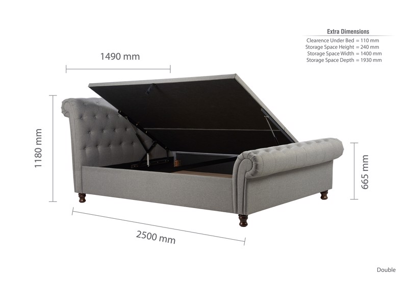 Land Of Beds Alexandra Grey Fabric Side Opening Ottoman Bed8