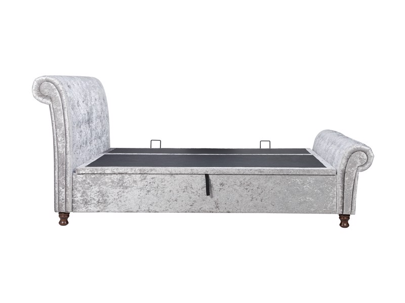 Land Of Beds Alexandra Grey Steel Fabric Side Opening Ottoman Bed2