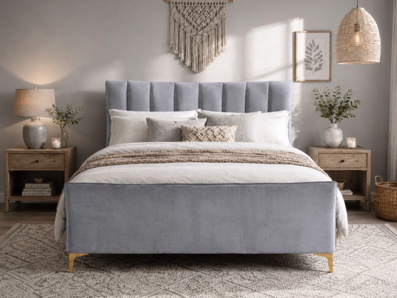 Land Of Beds Haysden Grey Fabric Bed Frame2