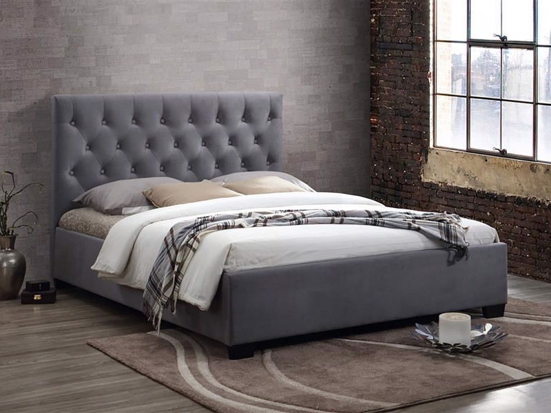 Land Of Beds Carleton Grey Fabric King Size Bed Frame1