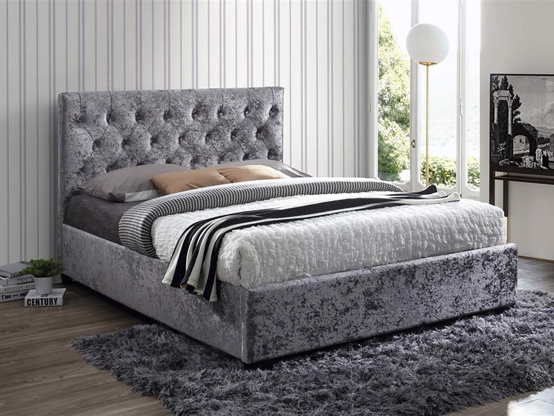 Land Of Beds Carleton Grey Steel Fabric Bed Frame1