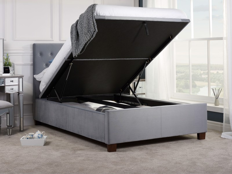 Land Of Beds Carleton Grey Fabric End Opening Ottoman Bed5