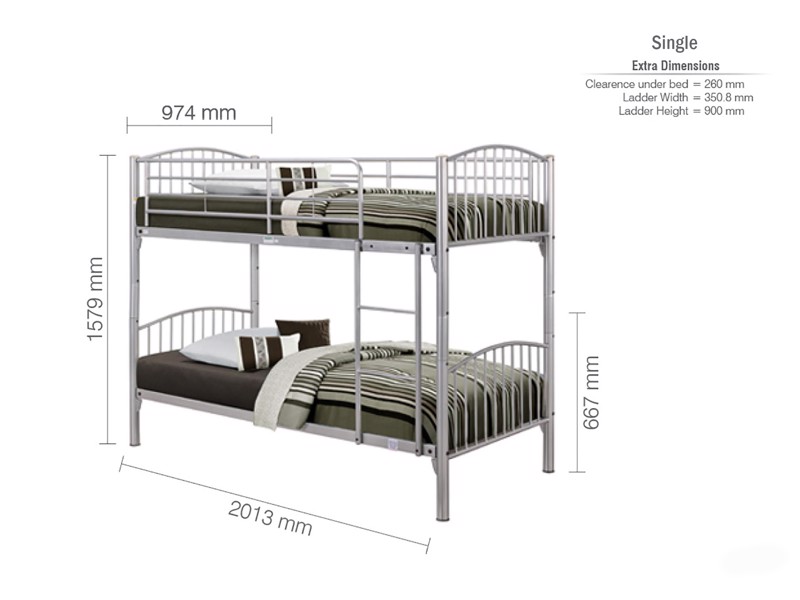 Land Of Beds Hades Grey Metal Bunk Bed9