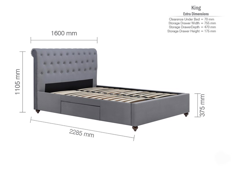 Land Of Beds Clifton Grey Fabric Bed Frame7