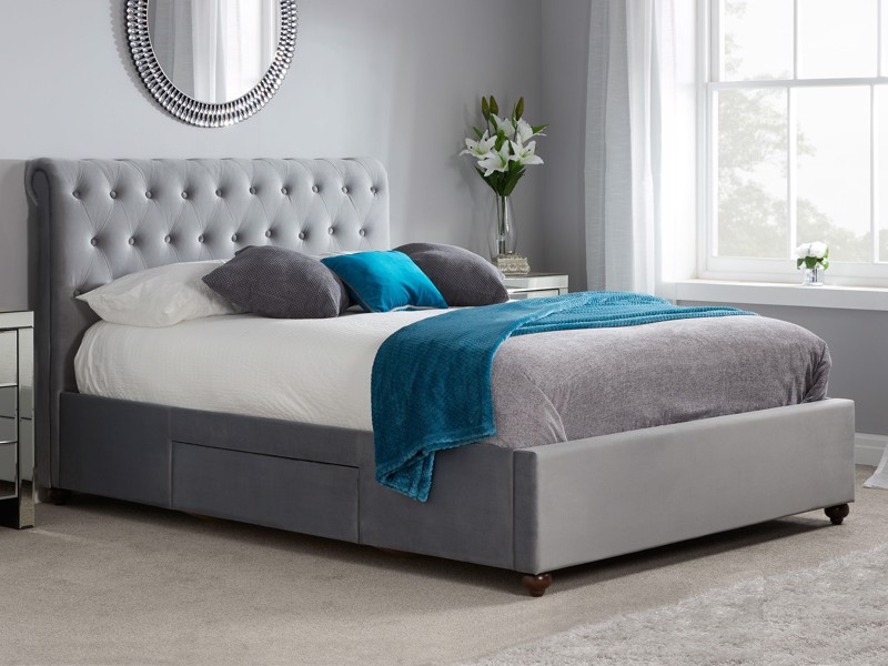 Land Of Beds Clifton Grey Fabric Super King Size Bed Frame1