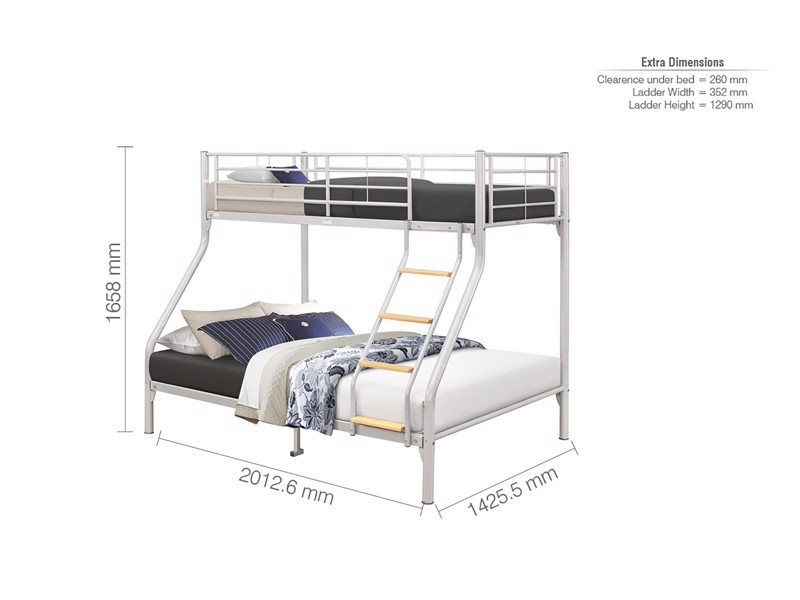 Land Of Beds Porto Silver Grey Metal Double Bunk Bed8