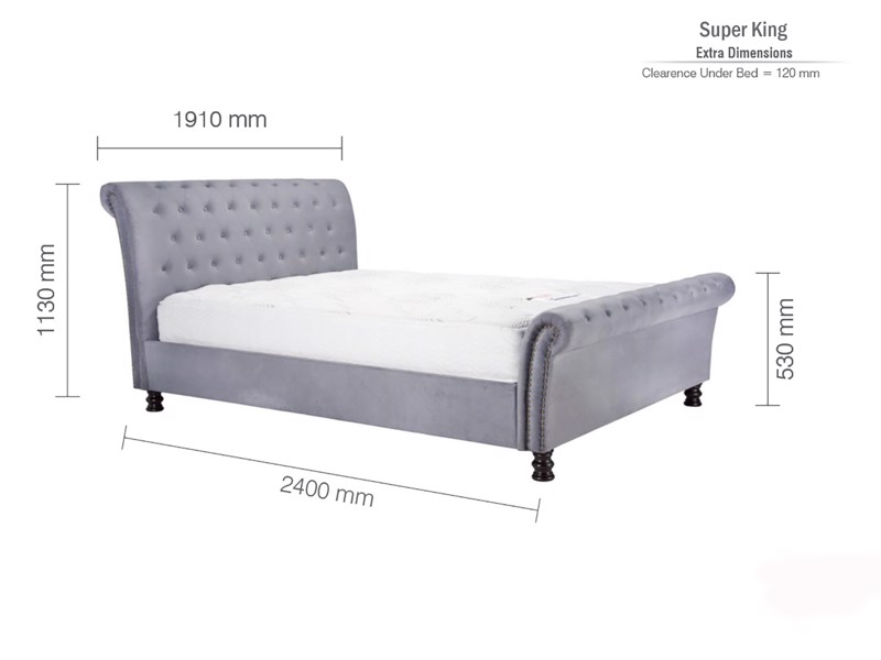 Land Of Beds Seafield Grey Fabric Bed Frame8