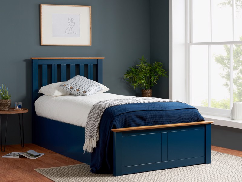Land Of Beds Rhodes Navy Blue Wooden Ottoman Bed2