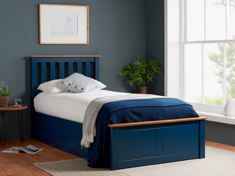 Land Of Beds Rhodes Navy Blue Wooden King Size Ottoman Bed2