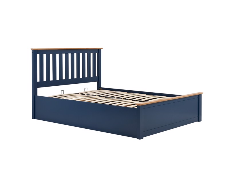 Land Of Beds Rhodes Navy Blue Wooden King Size Ottoman Bed8