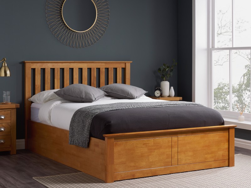 Land Of Beds Rhodes Oak Wooden Single Ottoman Bed1