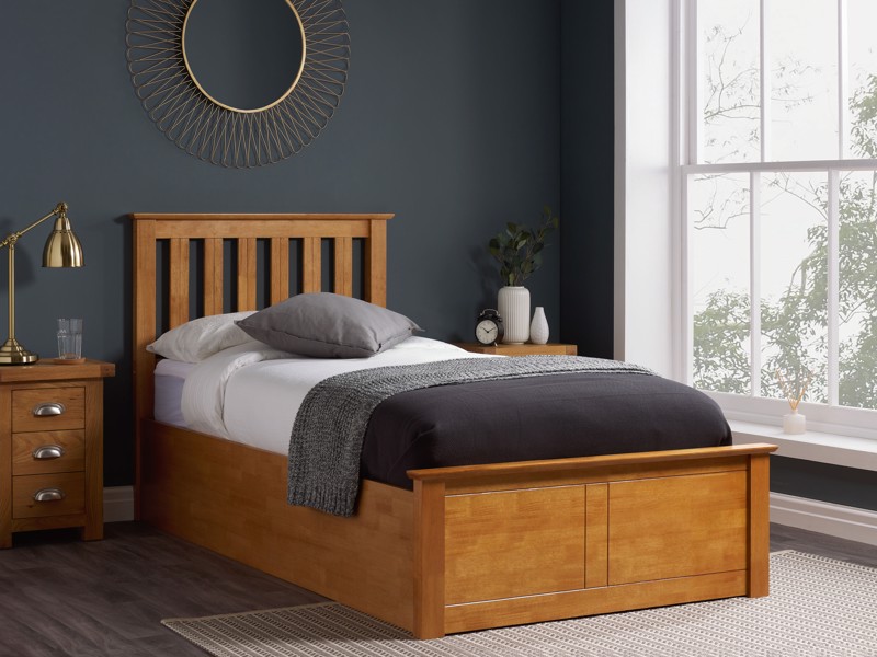 Land Of Beds Rhodes Oak Wooden King Size Ottoman Bed2