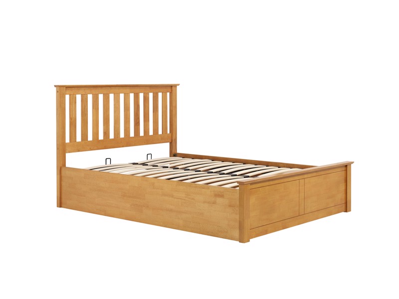 Land Of Beds Rhodes Oak Wooden Double Ottoman Bed6