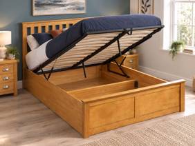 Land Of Beds Rhodes Oak Wooden Ottoman Bed2