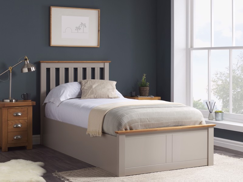 Land Of Beds Rhodes Pearl Grey Wooden King Size Ottoman Bed2