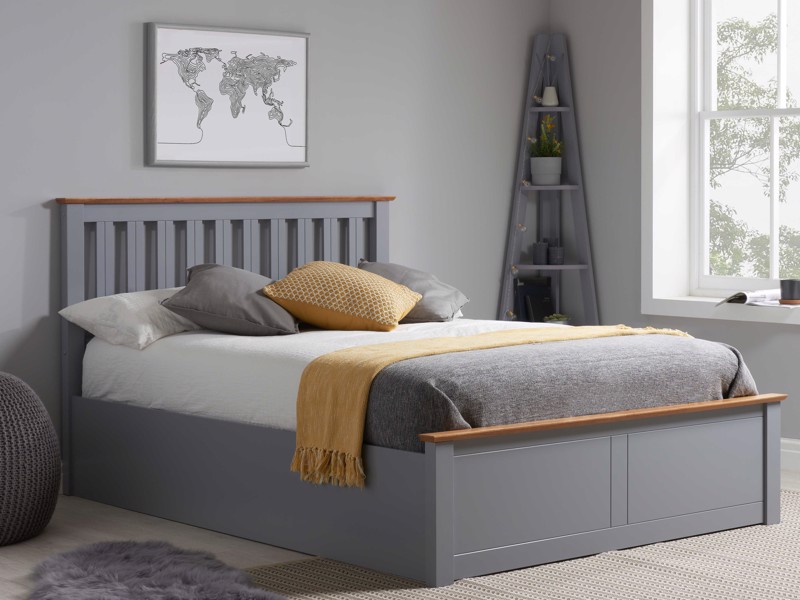 Land Of Beds Rhodes Stone Grey Wooden Small Double Ottoman Bed1