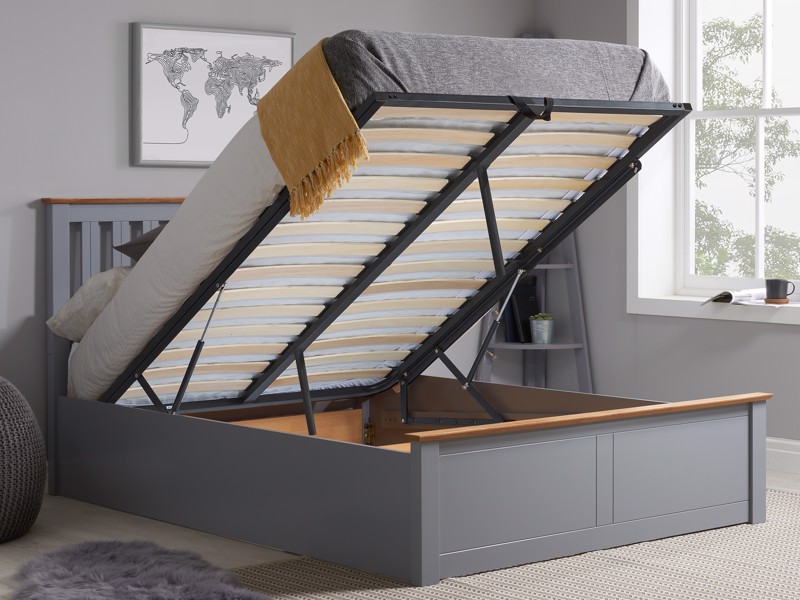 Land Of Beds Rhodes Stone Grey Wooden Ottoman Bed2