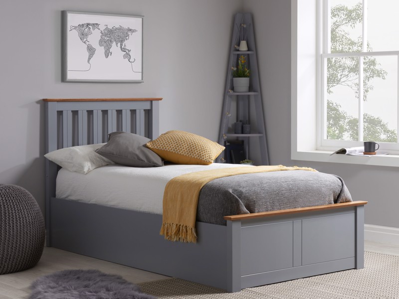 Land Of Beds Rhodes Stone Grey Wooden Ottoman Bed3