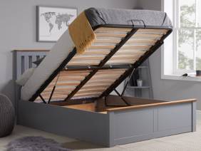 Land Of Beds Rhodes Stone Grey Wooden Ottoman Bed2