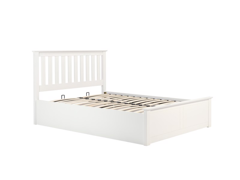 Land Of Beds Rhodes White Wooden Small Double Ottoman Bed9