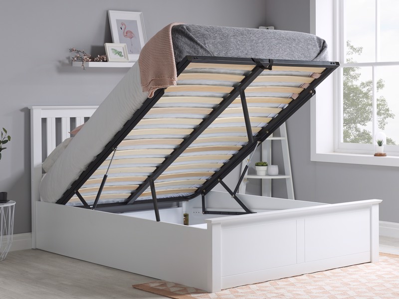 Land Of Beds Rhodes White Wooden Ottoman Bed2