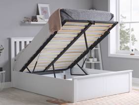 Land Of Beds Rhodes White Wooden Ottoman Bed2